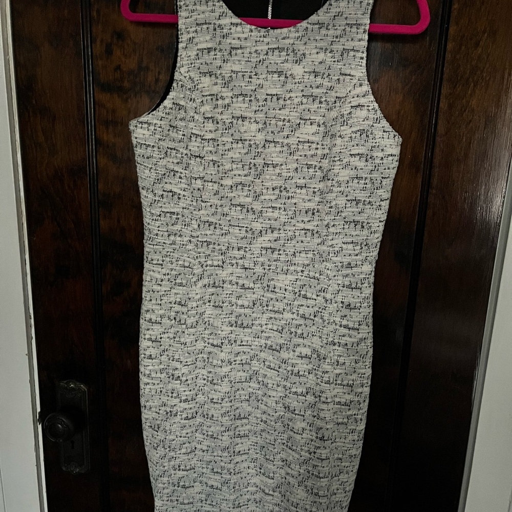 LOFT Black and White Textured Dress